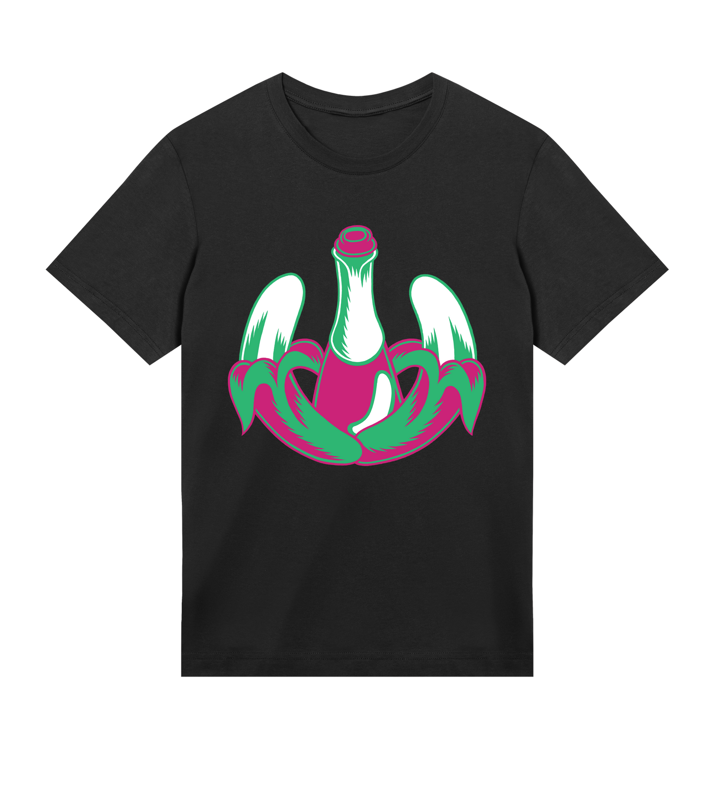 PINK/GREEN LOGO BLACK T-SHIRT